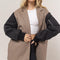 HYFVE Herringbone Mixed Media Contrast Long Sleeve Blazer