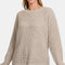 Zenana High Low Long Sleeve Waffle Sweater
