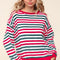 Haptics Full Size Striped Contrast Side Slit Knit Top