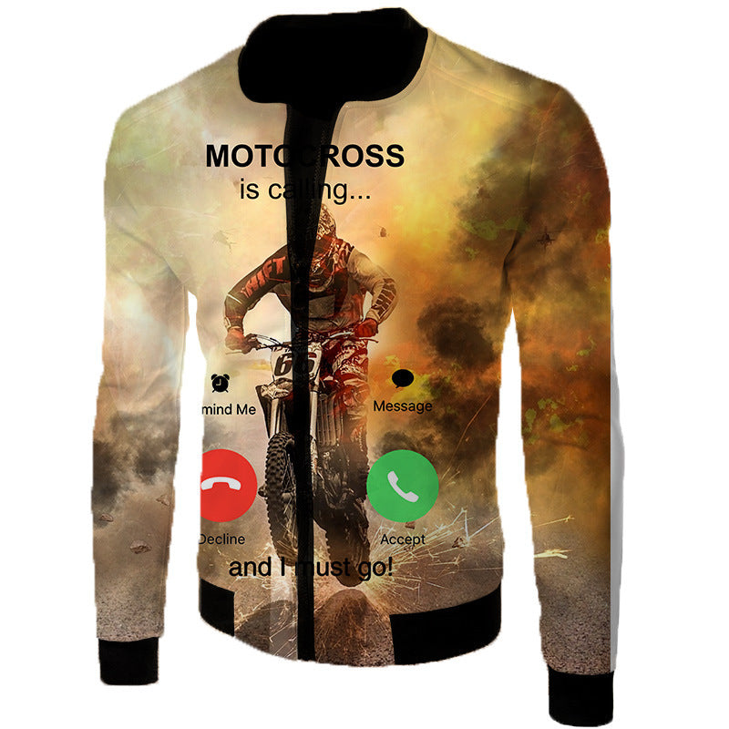 European And American Code Cross-Border Men's 3D Digital Color Printing Flight Jacket, Motorcycle Flight Suit One Drop Delivery