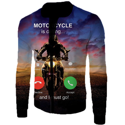 European And American Code Cross-Border Men's 3D Digital Color Printing Flight Jacket, Motorcycle Flight Suit One Drop Delivery