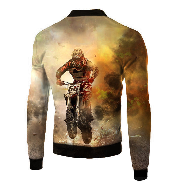 European And American Code Cross-Border Men's 3D Digital Color Printing Flight Jacket, Motorcycle Flight Suit One Drop Delivery