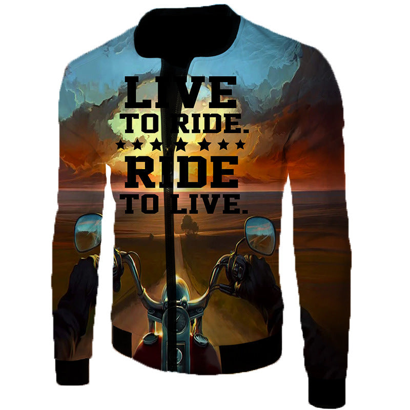 European And American Code Cross-Border Men's 3D Digital Color Printing Flight Jacket, Motorcycle Flight Suit One Drop Delivery