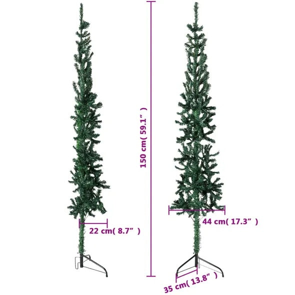 Slim Artificial Half Christmas Tree With Stand Green 5 Ft