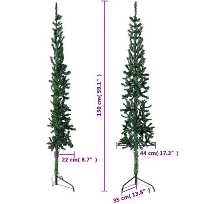 Slim Artificial Half Christmas Tree With Stand Green 5 Ft