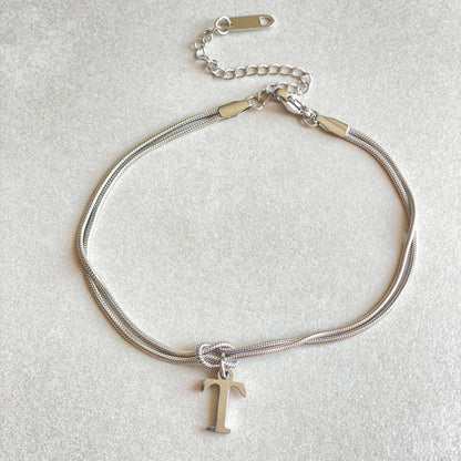 Stainless Steel 26 Letter Pendant Bracelet Valentine's Day Hand Knotted