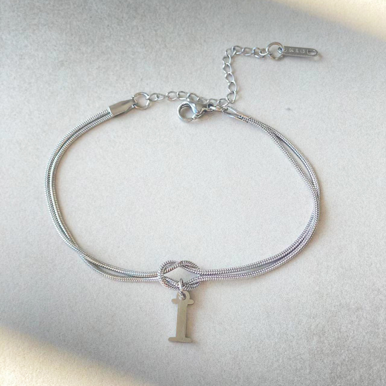 Stainless Steel 26 Letter Pendant Bracelet Valentine's Day Hand Knotted